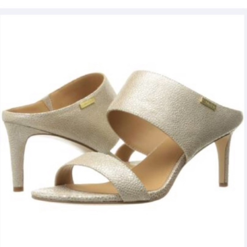 NWOT Calvin Klein Gold kitten heel sandals